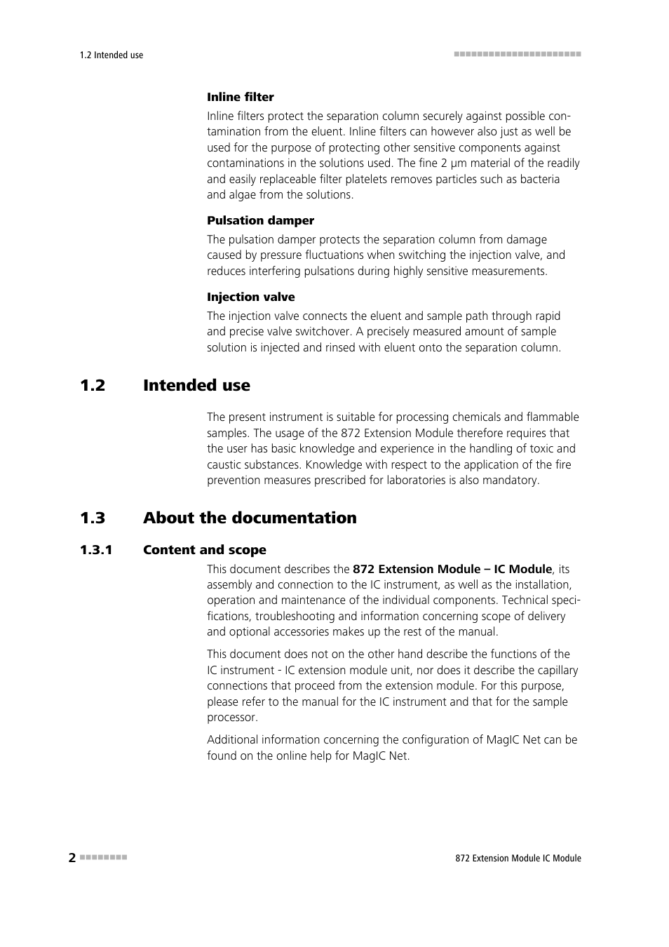 2 intended use, 3 about the documentation, 1 content and scope | Intended use, About the documentation, Content and scope | Metrohm 872 Extension Module User Manual | Page 10 / 84