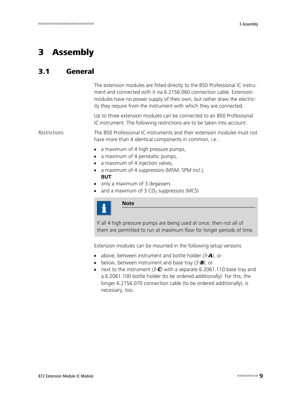 3 assembly, 1 general, General | Metrohm 872 Extension Module User Manual | Page 17 / 84