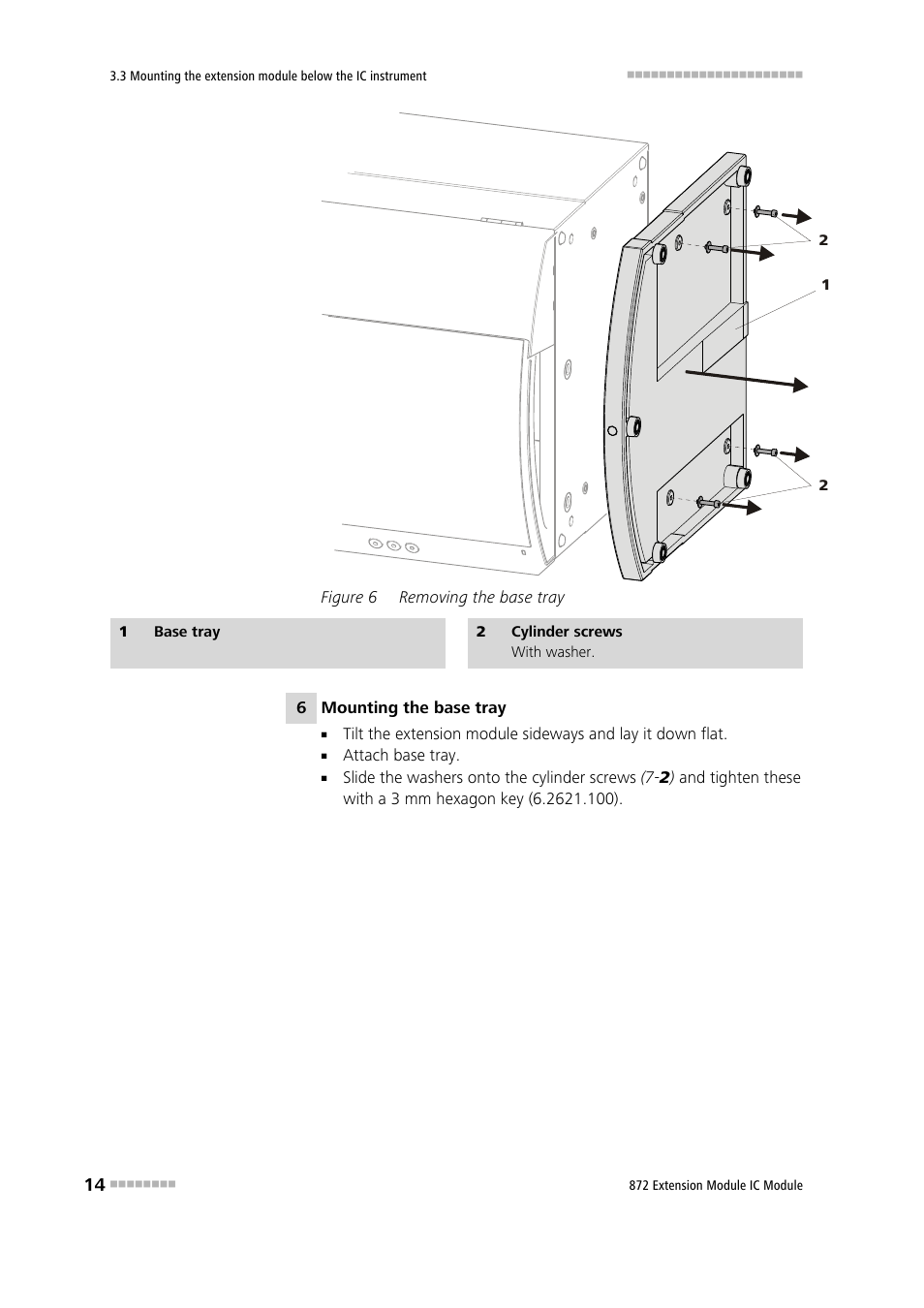 Figure 6, Removing the base tray | Metrohm 872 Extension Module User Manual | Page 22 / 84