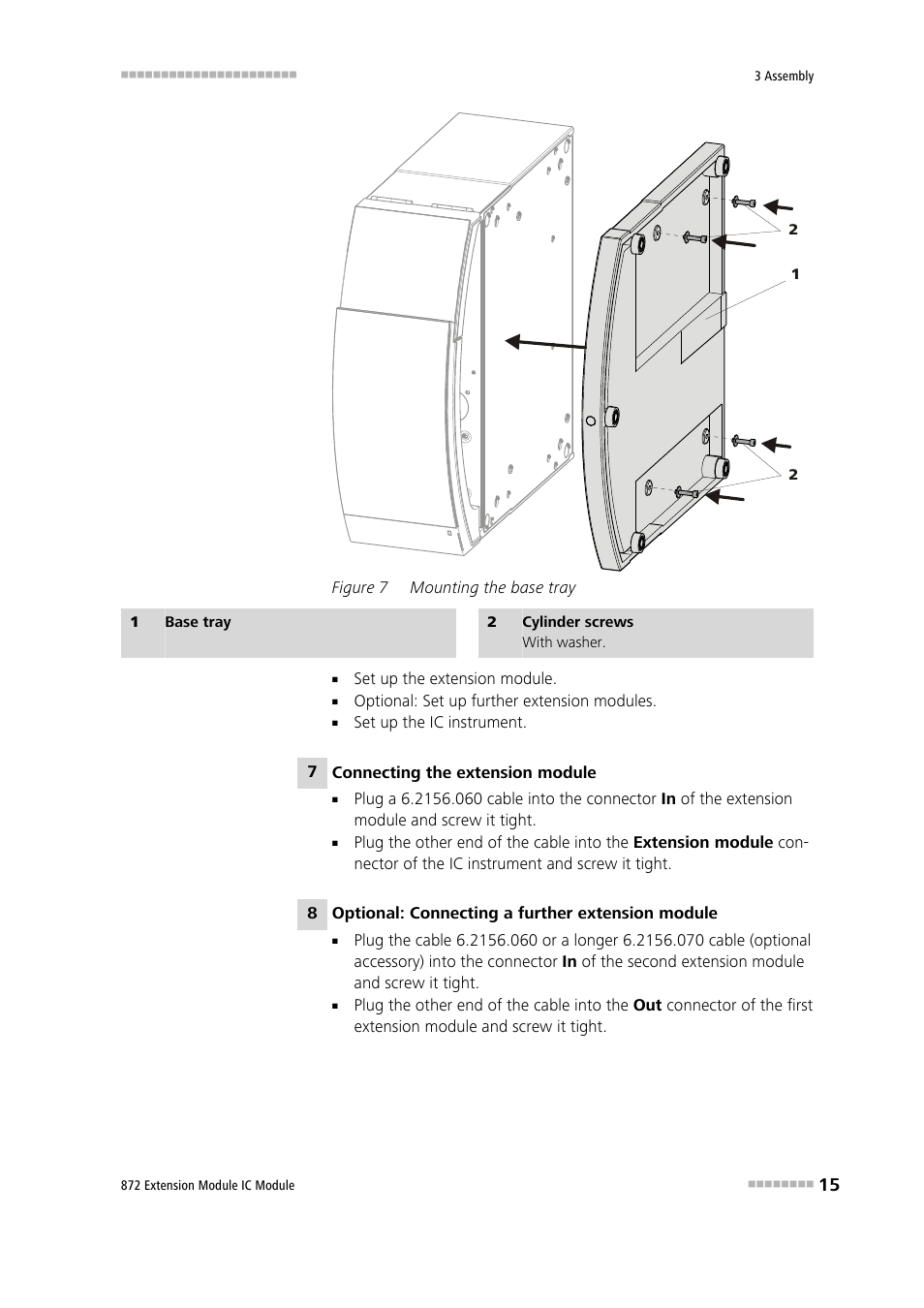Figure 7, Mounting the base tray | Metrohm 872 Extension Module User Manual | Page 23 / 84