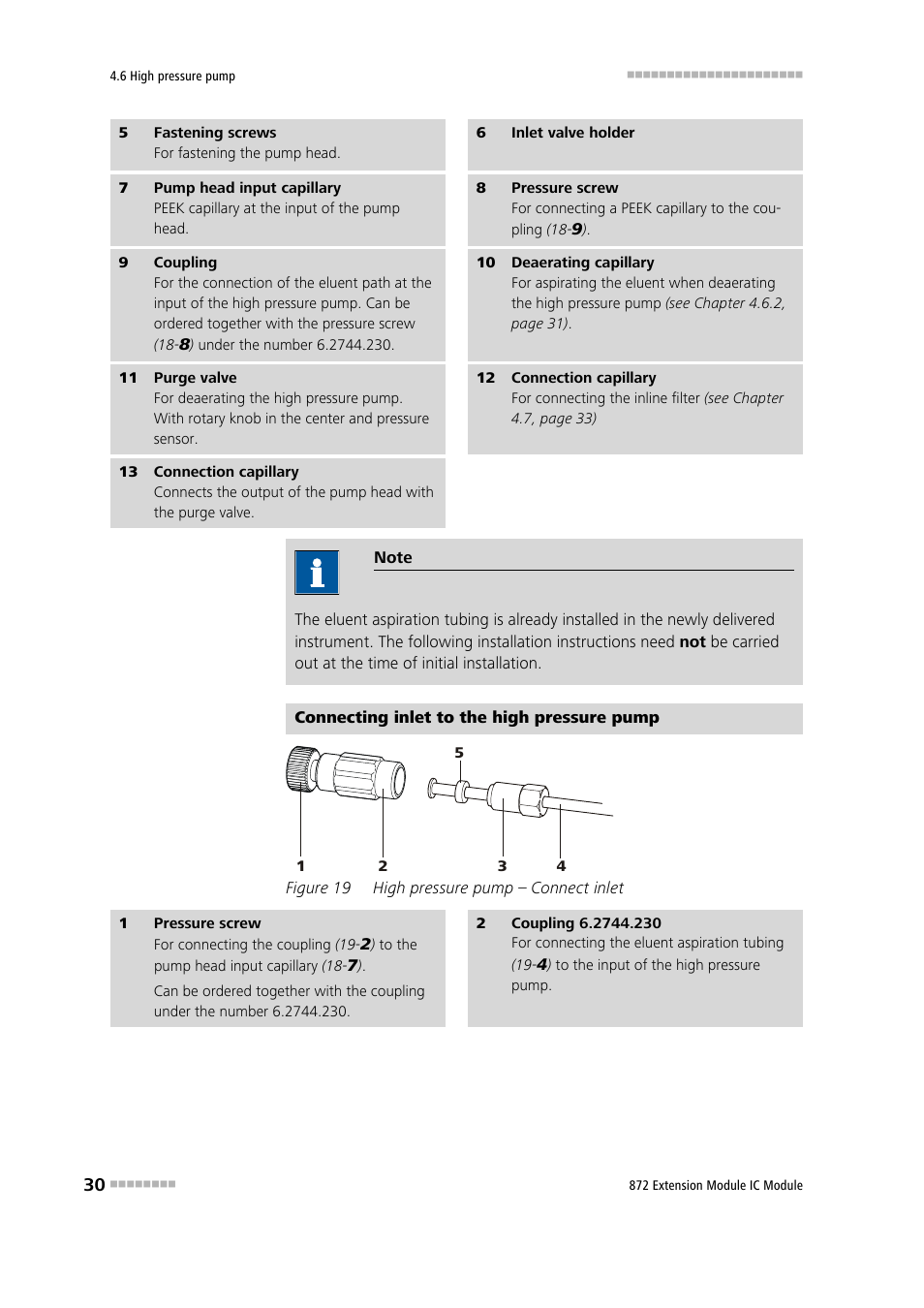 Figure 19, High pressure pump – connect inlet | Metrohm 872 Extension Module User Manual | Page 38 / 84