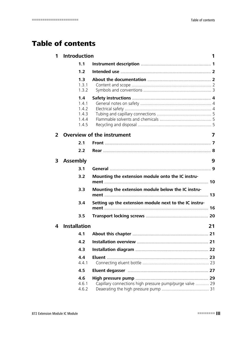 Metrohm 872 Extension Module User Manual | Page 5 / 84