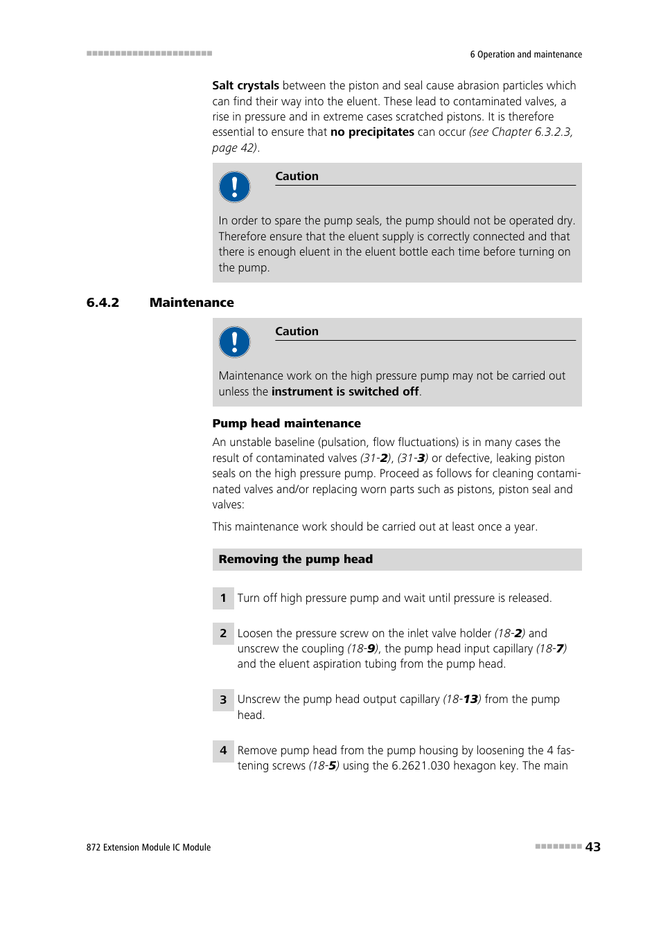 2 maintenance, Maintenance | Metrohm 872 Extension Module User Manual | Page 51 / 84