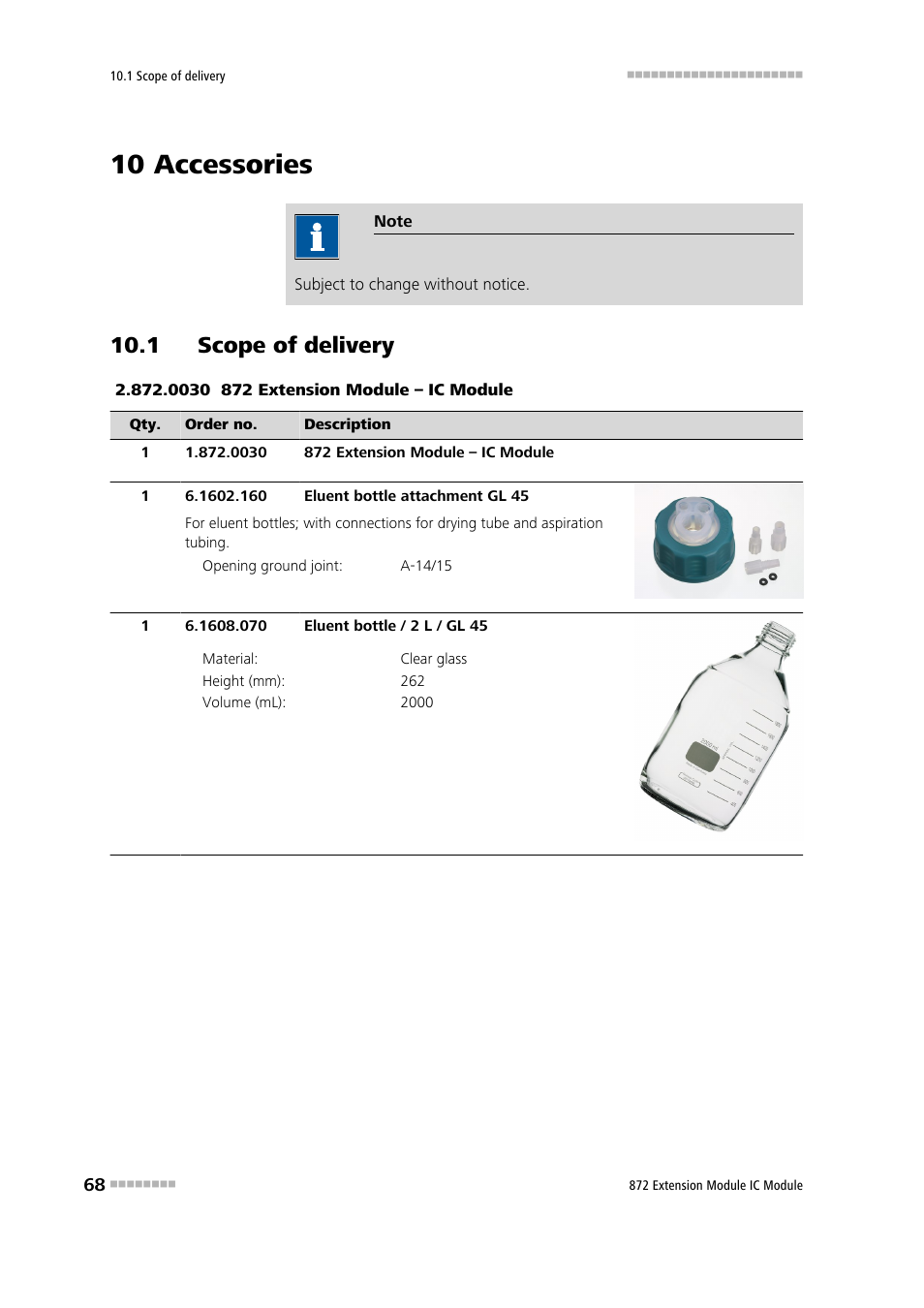 10 accessories, 1 scope of delivery | Metrohm 872 Extension Module User Manual | Page 76 / 84