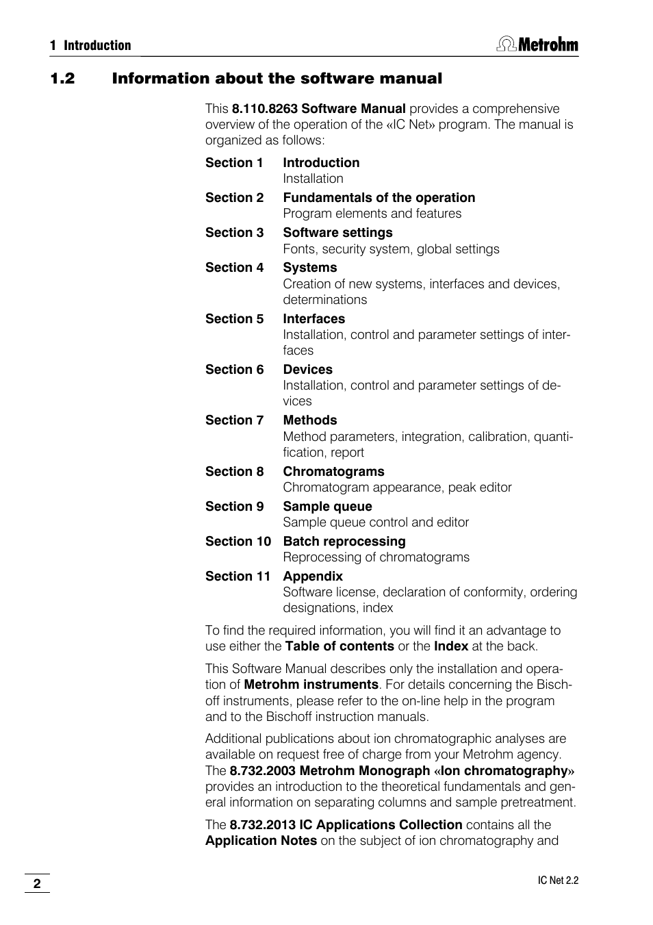 2 information about the software manual | Metrohm IC Net 2.2 User Manual | Page 10 / 249