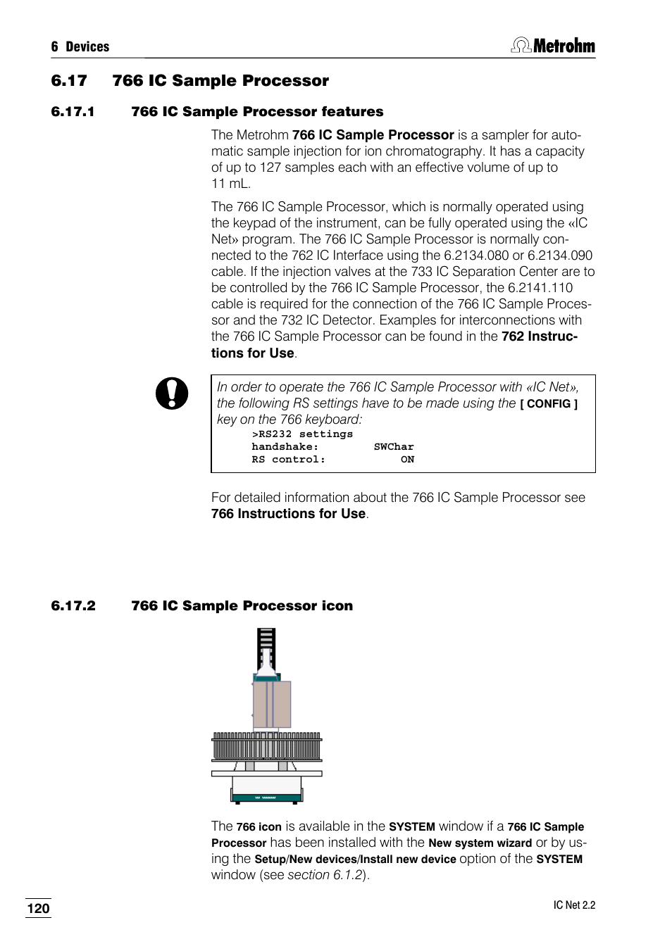 17 766 ic sample processor, 1 766 ic sample processor features, 2 766 ic sample processor icon | Metrohm IC Net 2.2 User Manual | Page 128 / 249