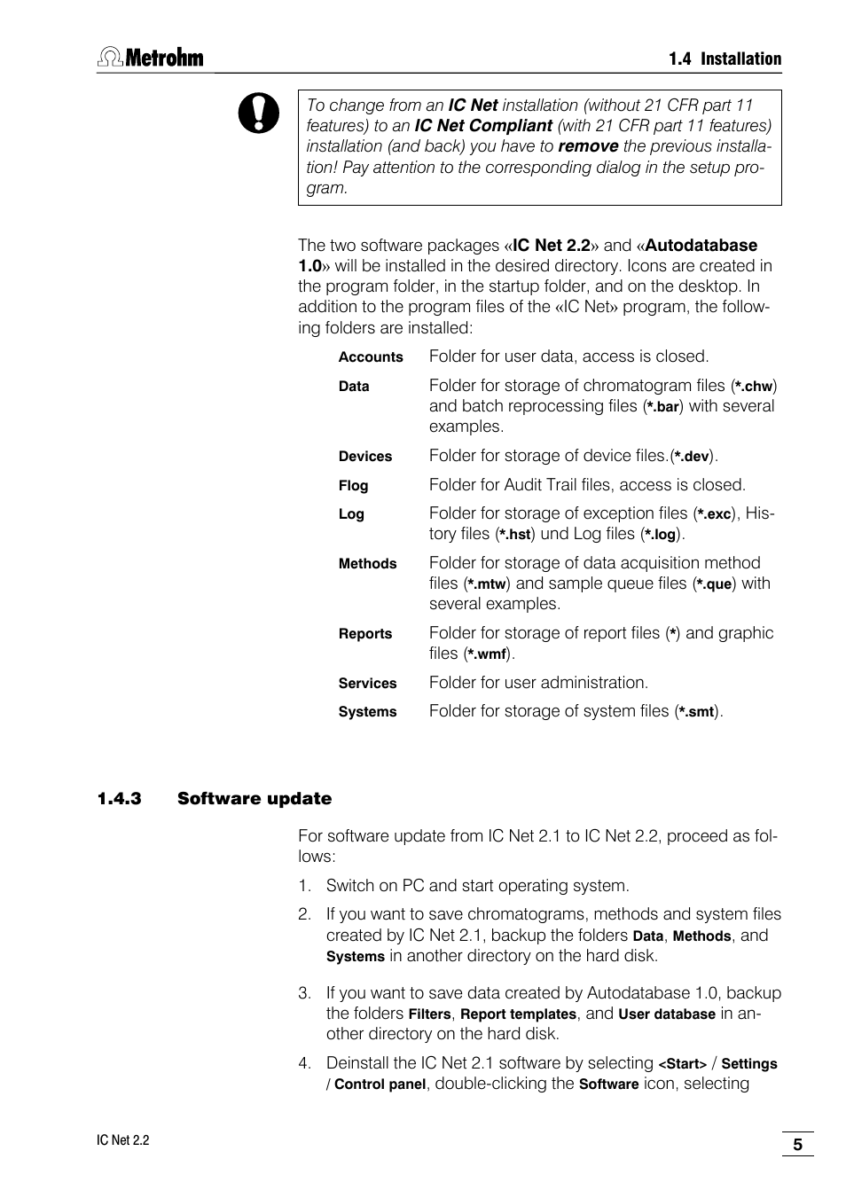 3 software update | Metrohm IC Net 2.2 User Manual | Page 13 / 249