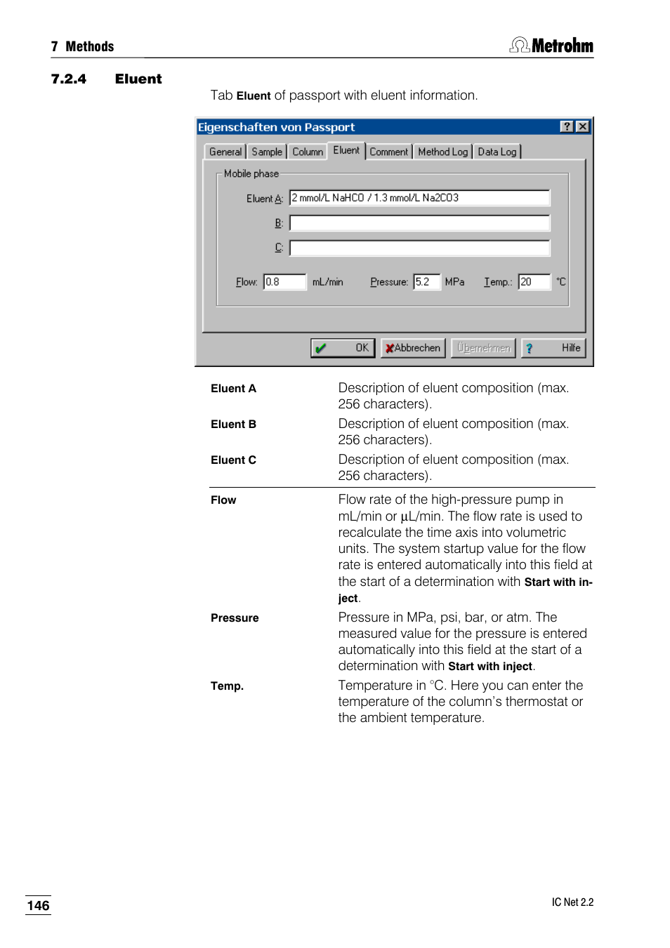 4 eluent | Metrohm IC Net 2.2 User Manual | Page 154 / 249