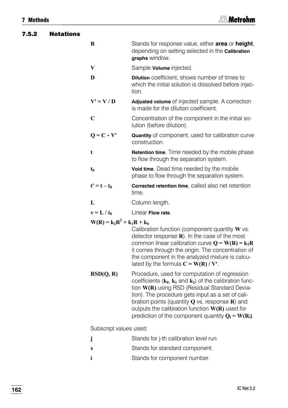 2 notations | Metrohm IC Net 2.2 User Manual | Page 170 / 249