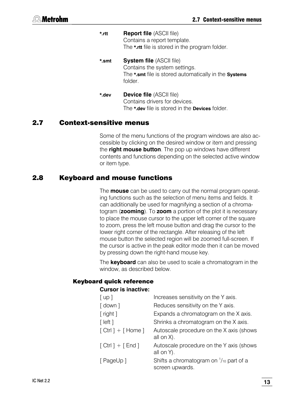 7 context-sensitive menus, 8 keyboard and mouse functions | Metrohm IC Net 2.2 User Manual | Page 21 / 249
