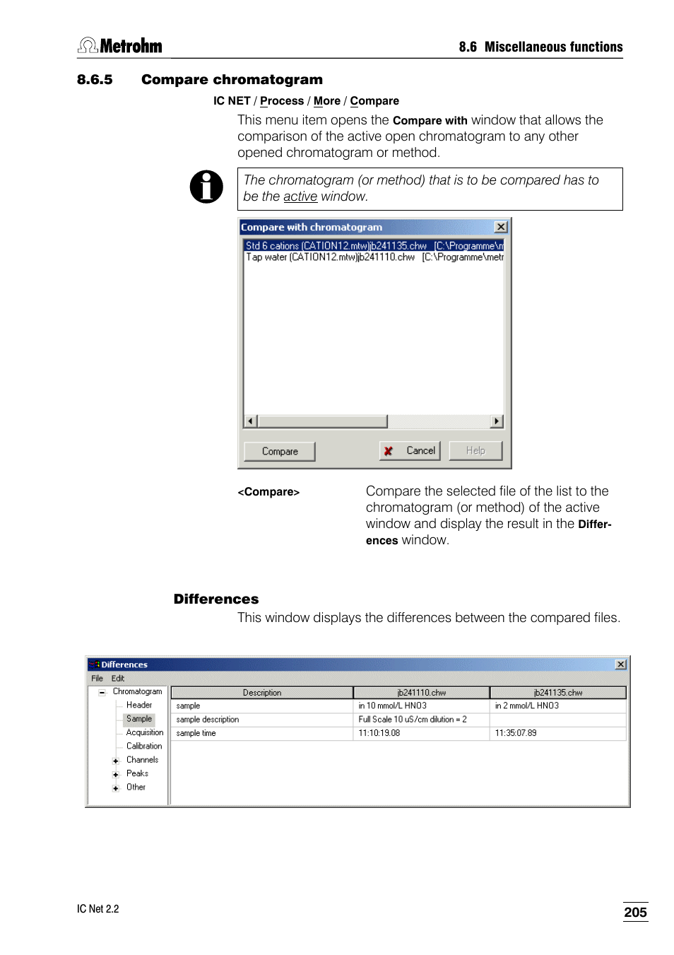 5 compare chromatogram | Metrohm IC Net 2.2 User Manual | Page 213 / 249