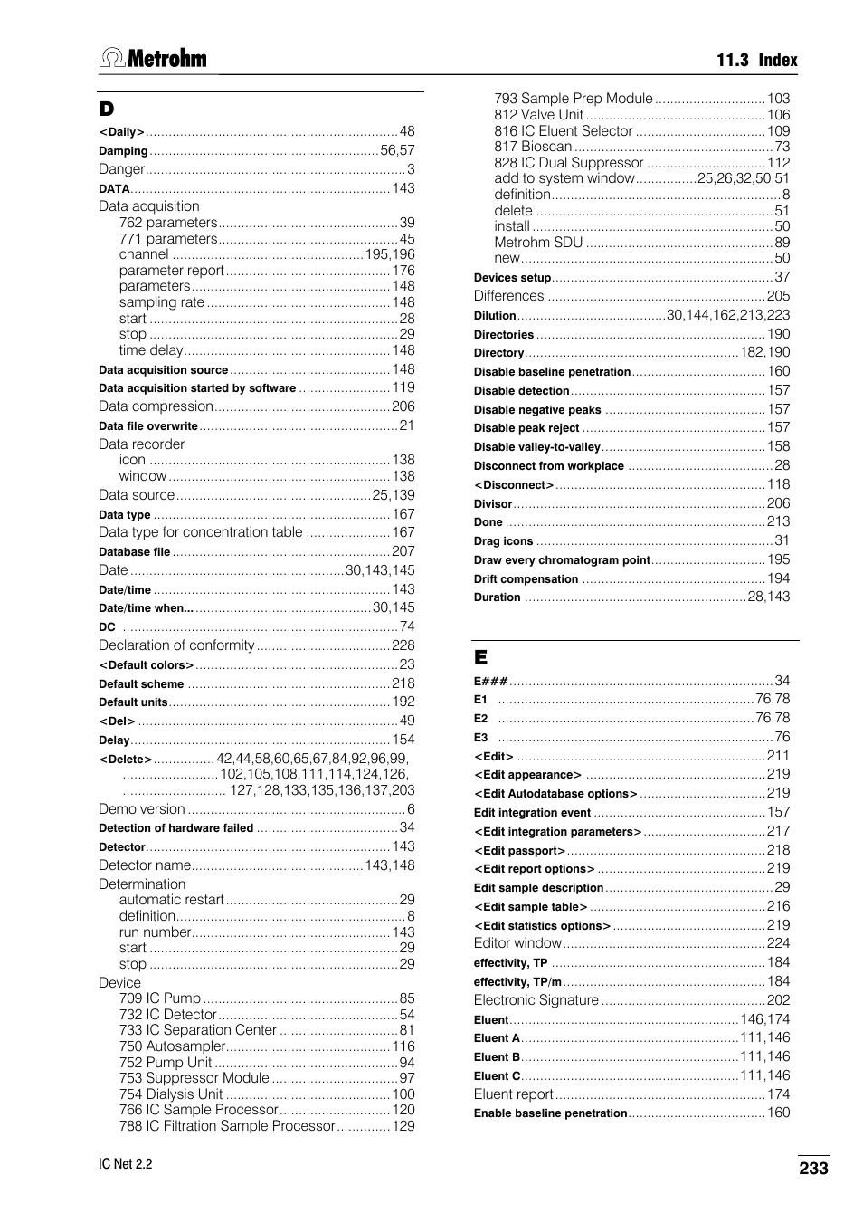 3 index | Metrohm IC Net 2.2 User Manual | Page 241 / 249