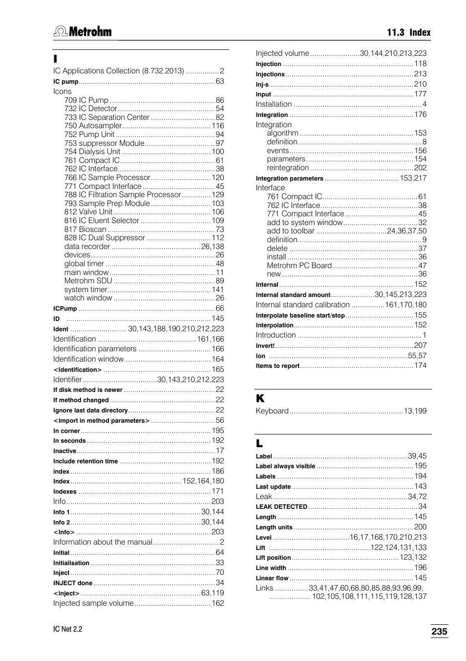 3 index | Metrohm IC Net 2.2 User Manual | Page 243 / 249