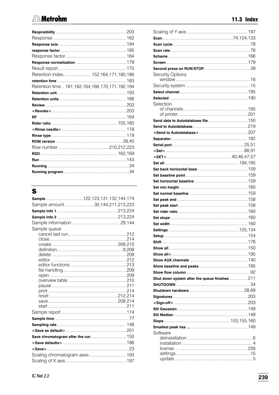 3 index | Metrohm IC Net 2.2 User Manual | Page 247 / 249