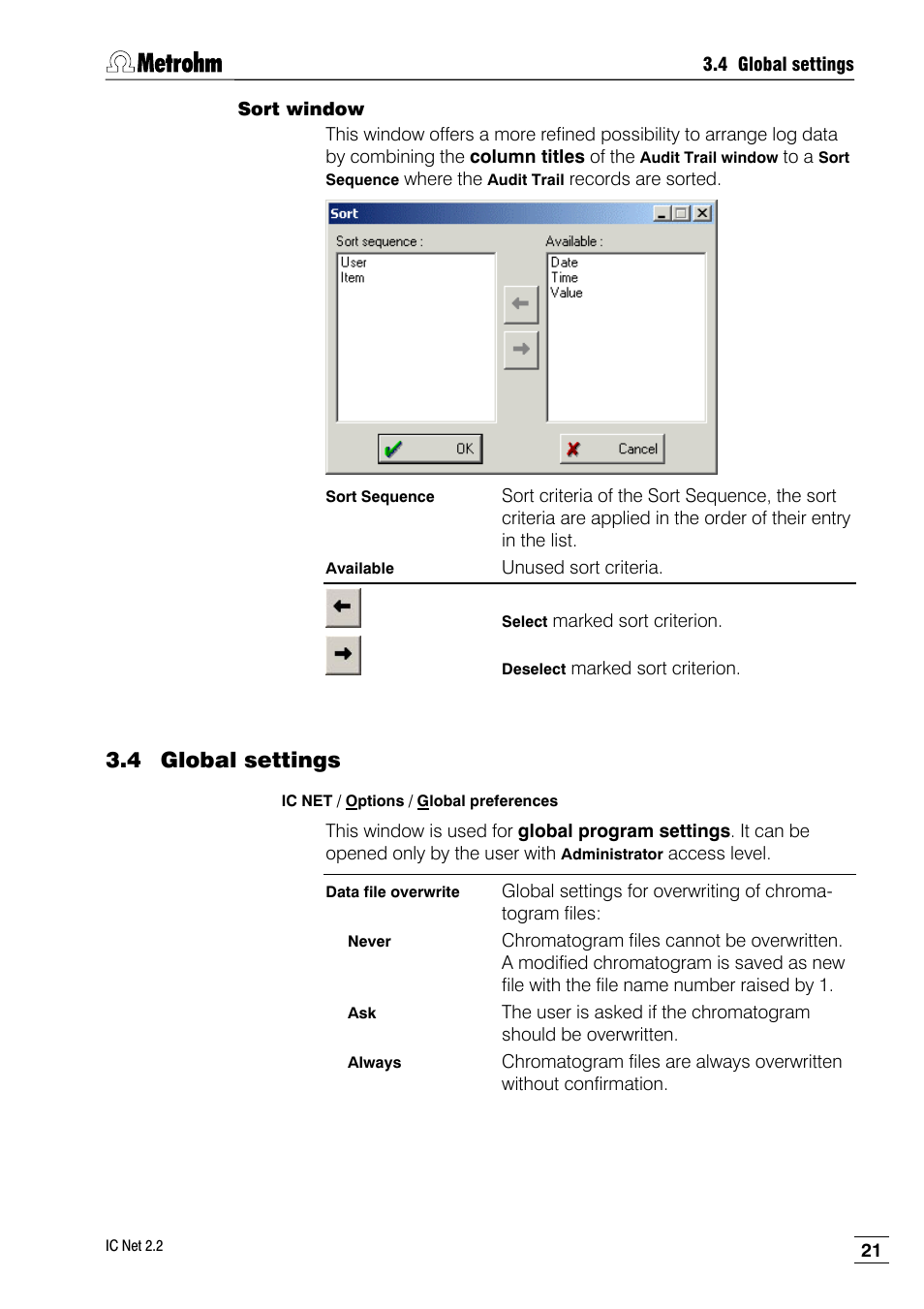 4 global settings | Metrohm IC Net 2.2 User Manual | Page 29 / 249