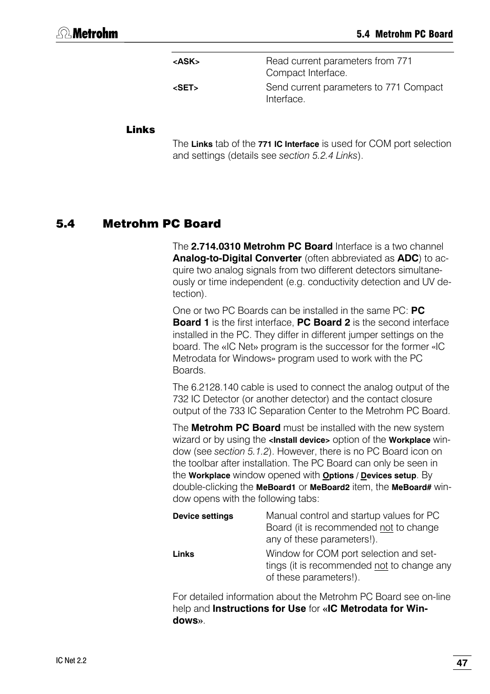 4 metrohm pc board | Metrohm IC Net 2.2 User Manual | Page 55 / 249