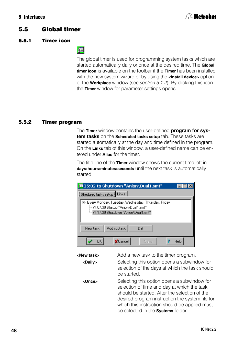 5 global timer, 1 timer icon, 2 timer program | Metrohm IC Net 2.2 User Manual | Page 56 / 249