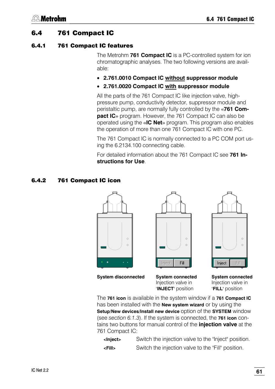 4 761 compact ic, 1 761 compact ic features, 2 761 compact ic icon | Metrohm IC Net 2.2 User Manual | Page 69 / 249