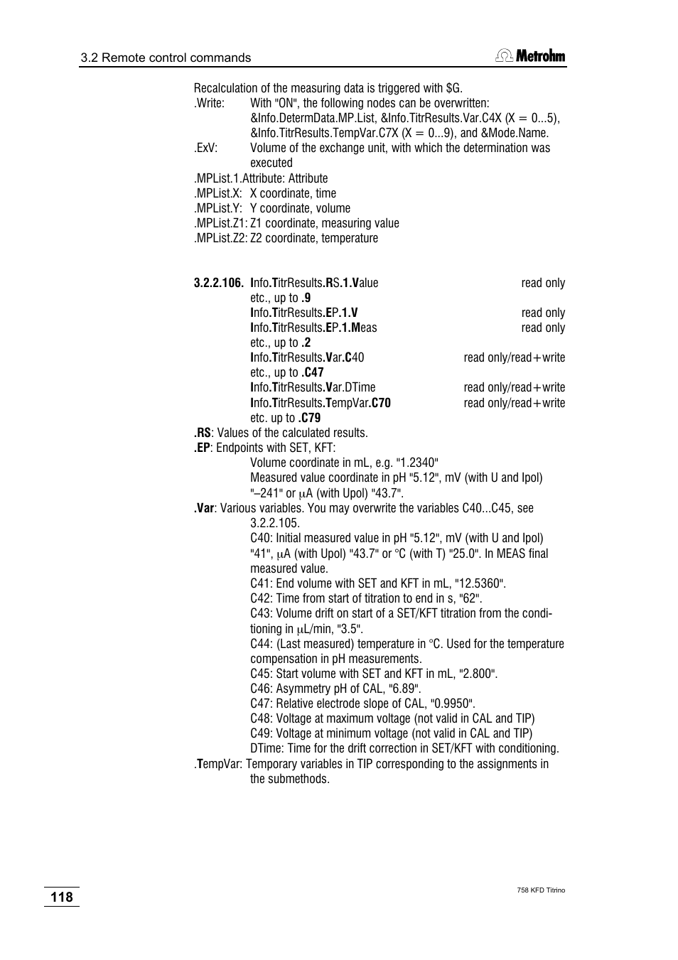 Metrohm 758 KFD Titrino User Manual | Page 122 / 210