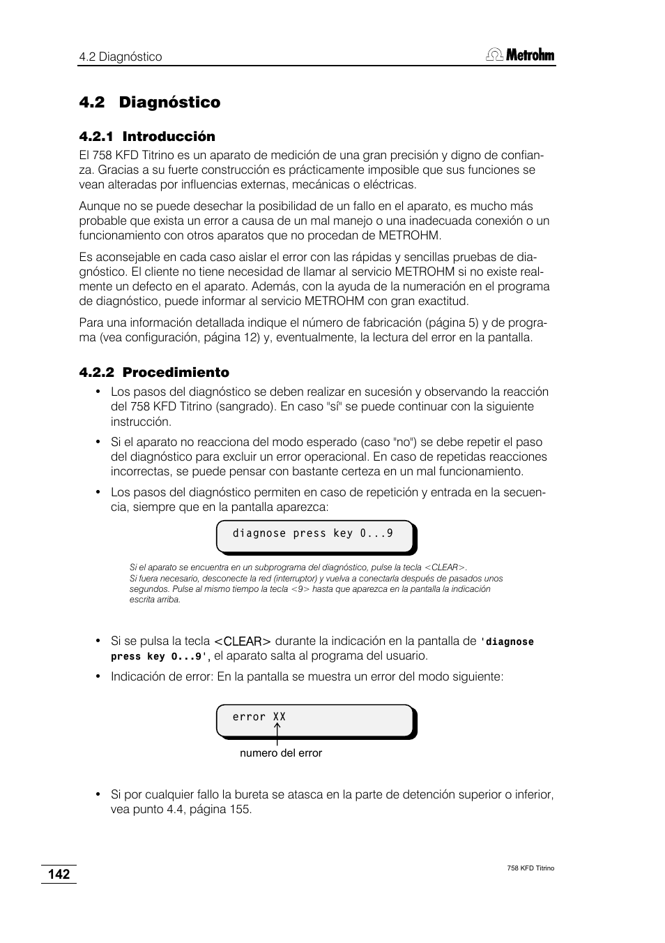 2 diagnóstico, 1 introducción, 2 procedimiento | Metrohm 758 KFD Titrino User Manual | Page 146 / 210