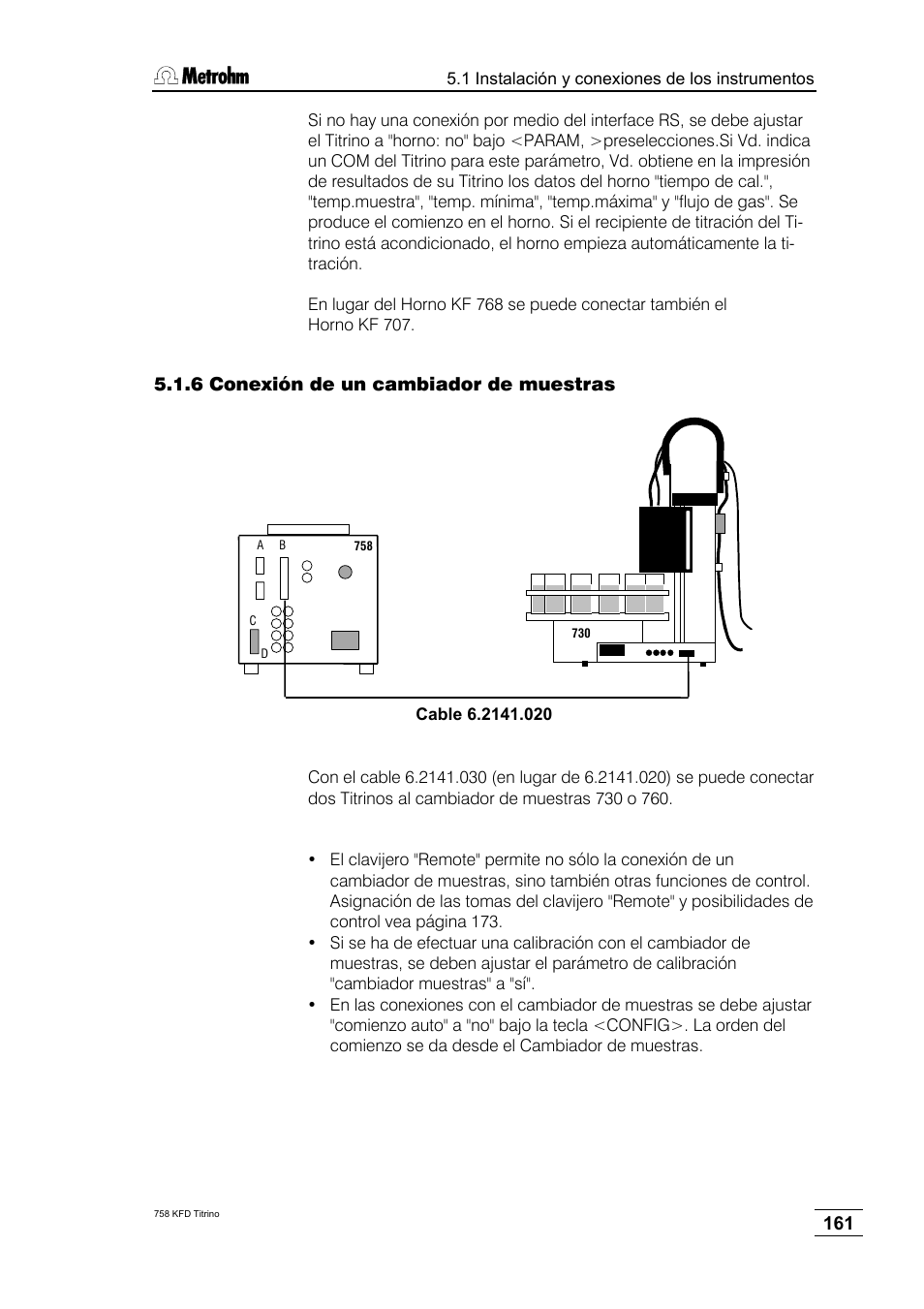 6 conexión de un cambiador de muestras | Metrohm 758 KFD Titrino User Manual | Page 165 / 210