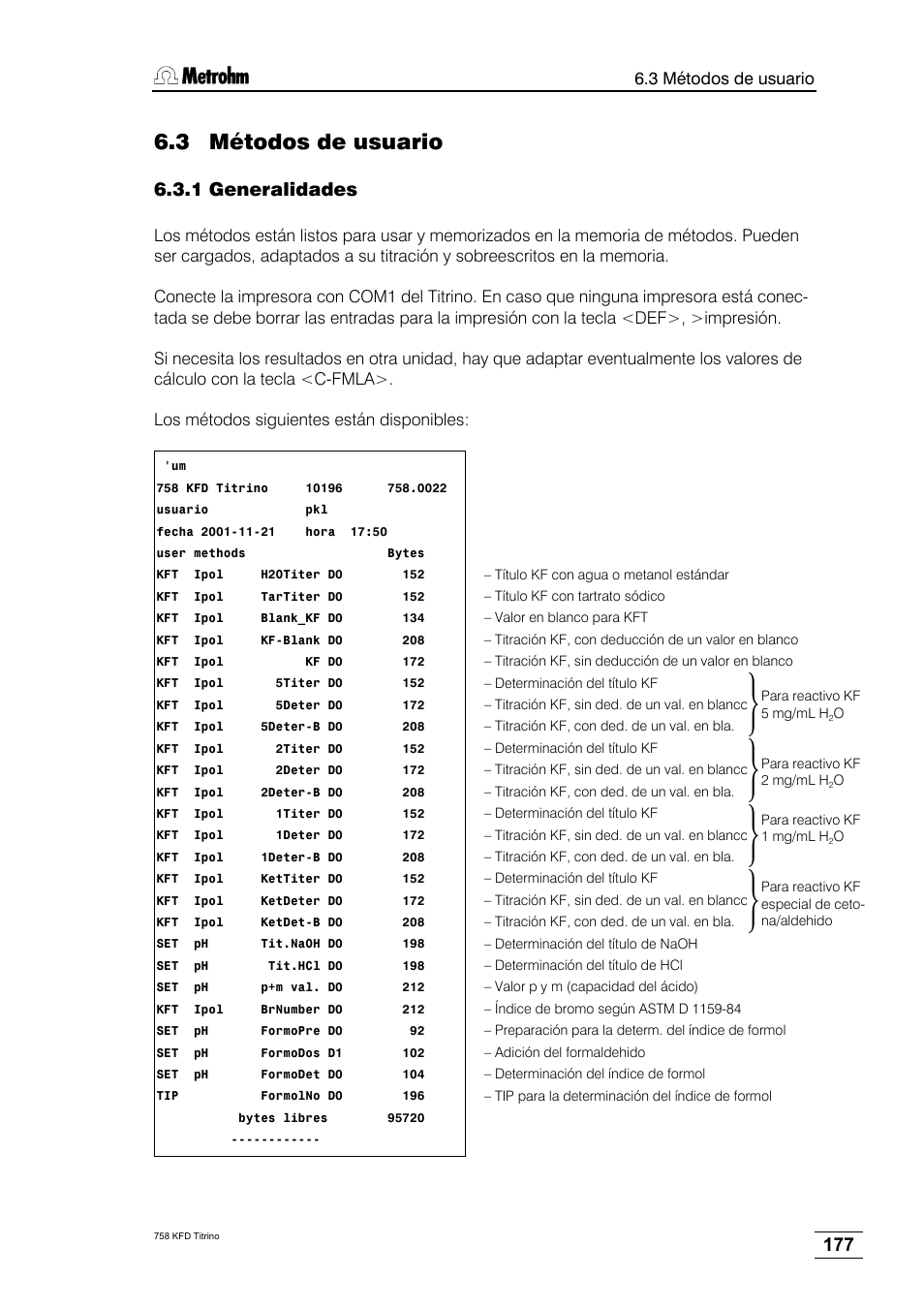 3 métodos de usuario, 1 generalidades | Metrohm 758 KFD Titrino User Manual | Page 181 / 210