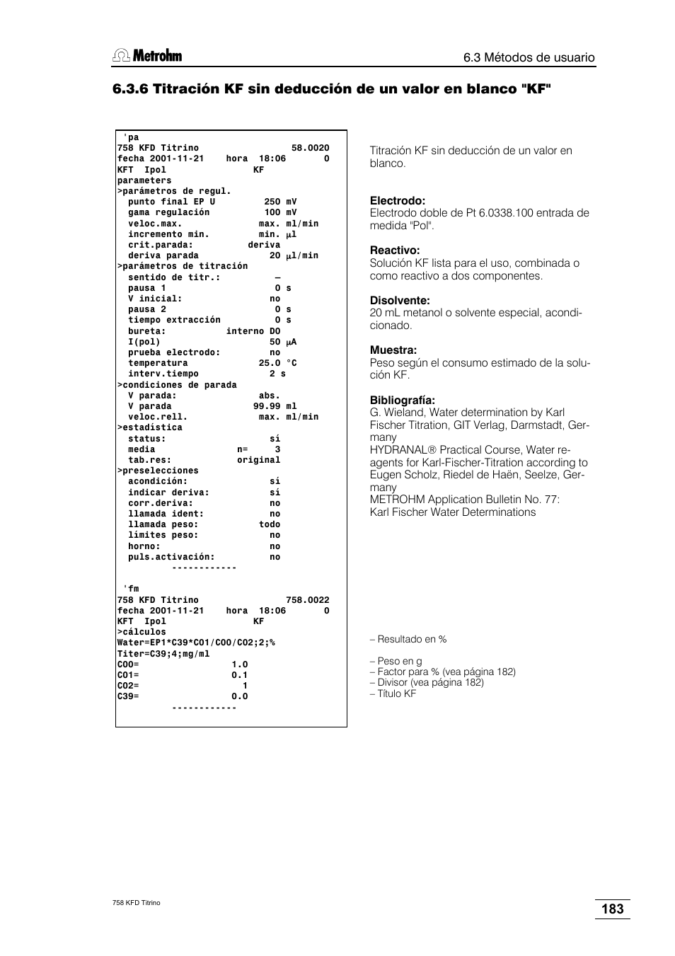 Metrohm 758 KFD Titrino User Manual | Page 187 / 210