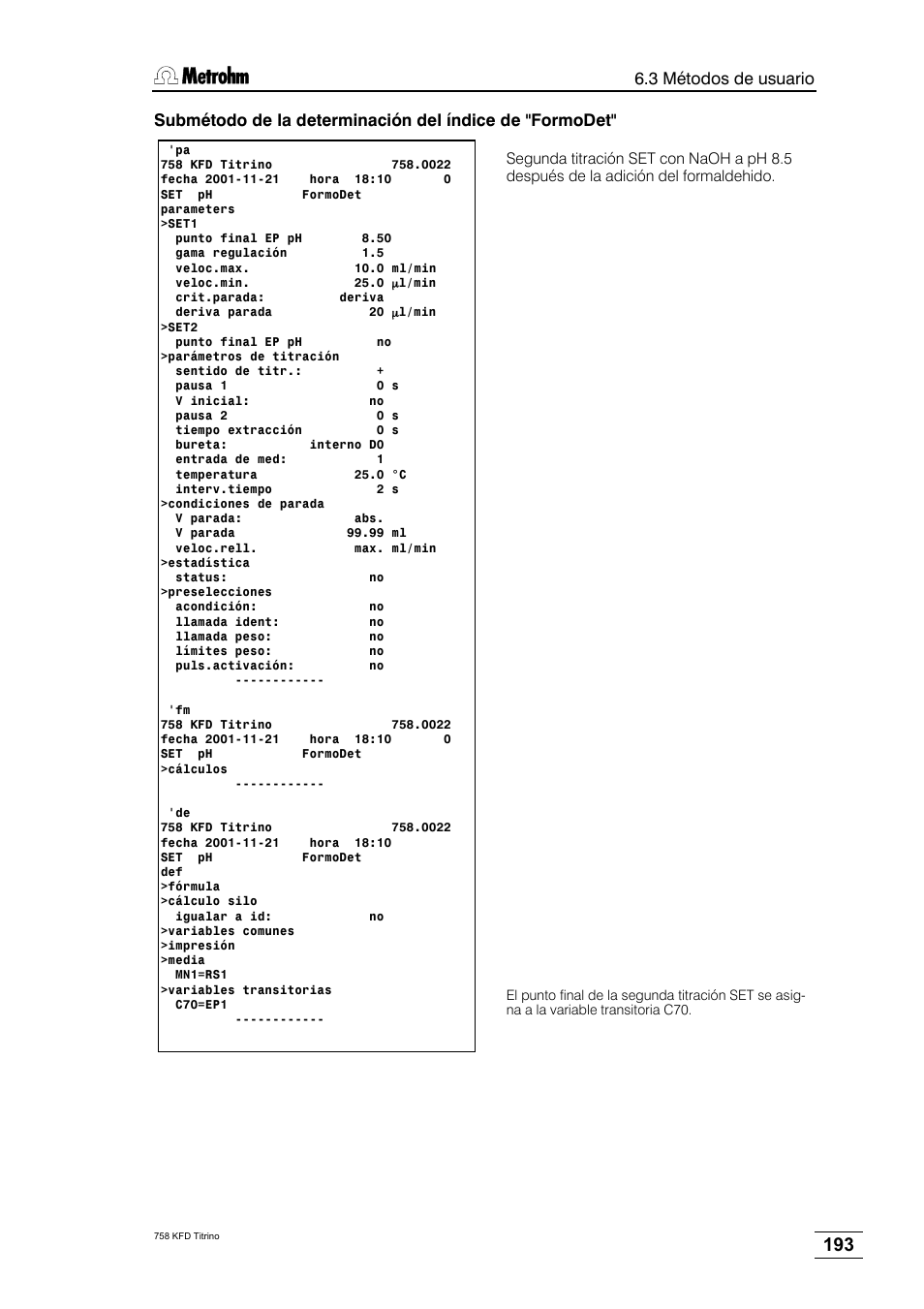 Metrohm 758 KFD Titrino User Manual | Page 197 / 210