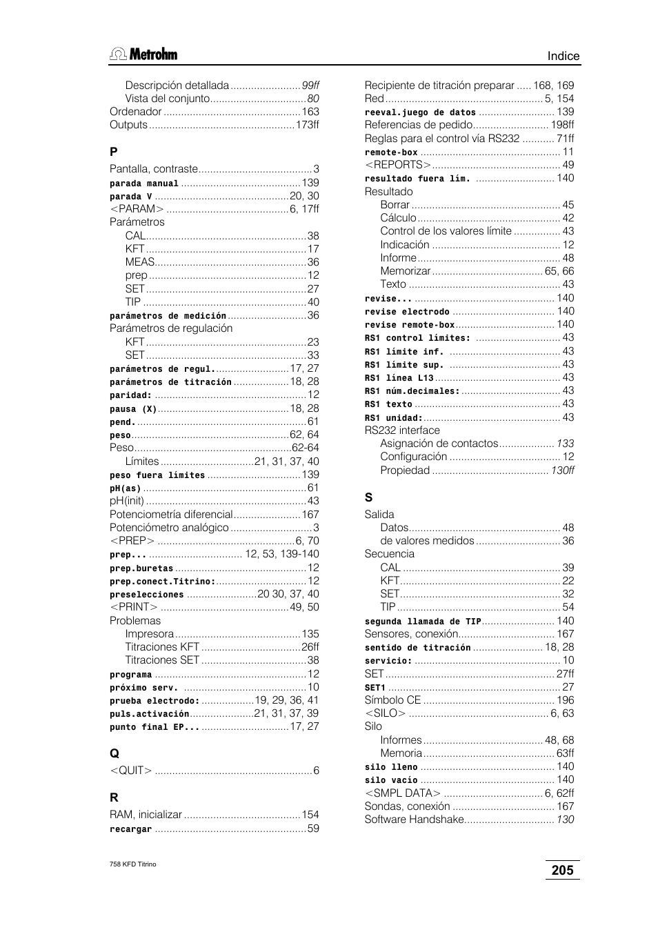 Metrohm 758 KFD Titrino User Manual | Page 209 / 210