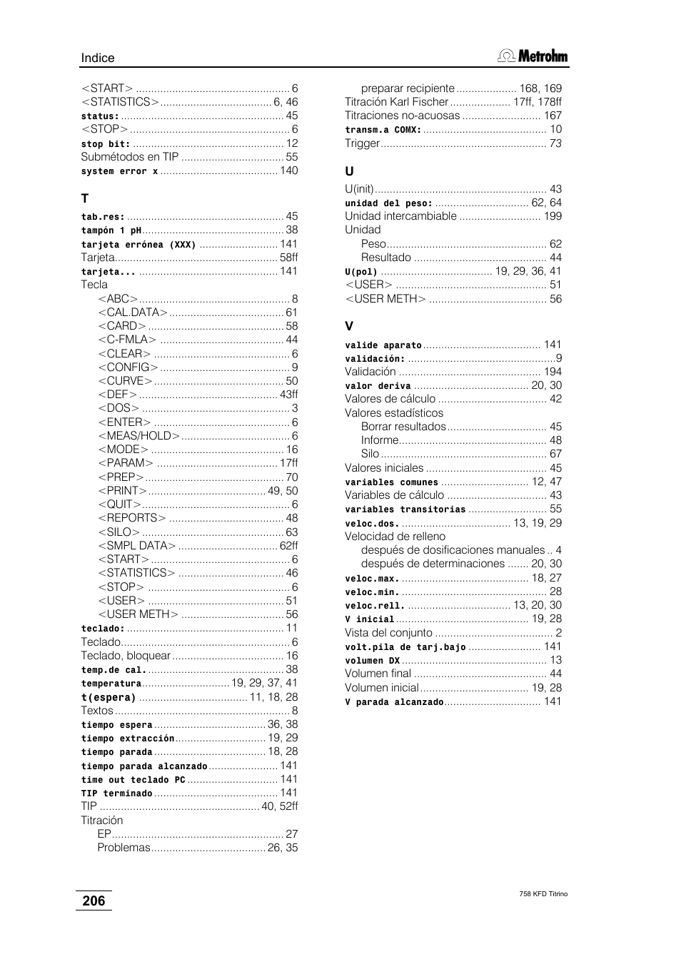 Metrohm 758 KFD Titrino User Manual | Page 210 / 210