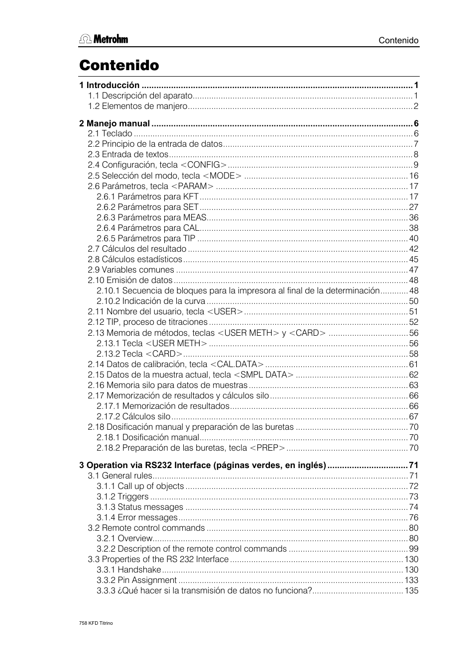 Metrohm 758 KFD Titrino User Manual | Page 3 / 210