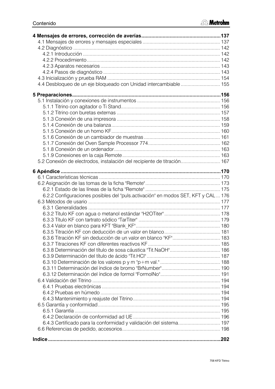 Metrohm 758 KFD Titrino User Manual | Page 4 / 210