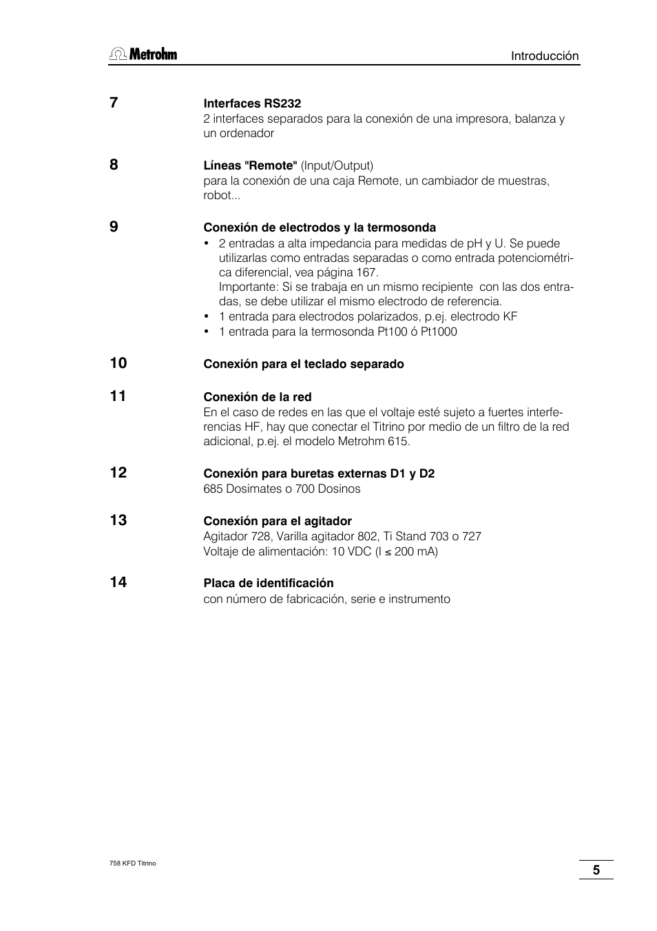 Metrohm 758 KFD Titrino User Manual | Page 9 / 210