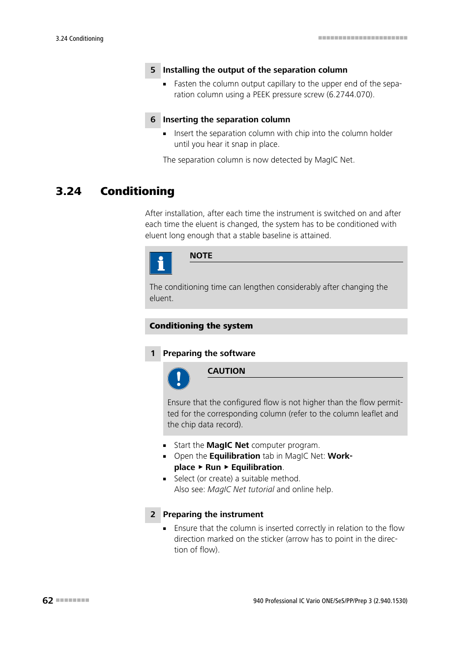 24 conditioning | Metrohm 940 Professional IC Vario ONE/SeS/PP/Prep 3 User Manual | Page 72 / 133