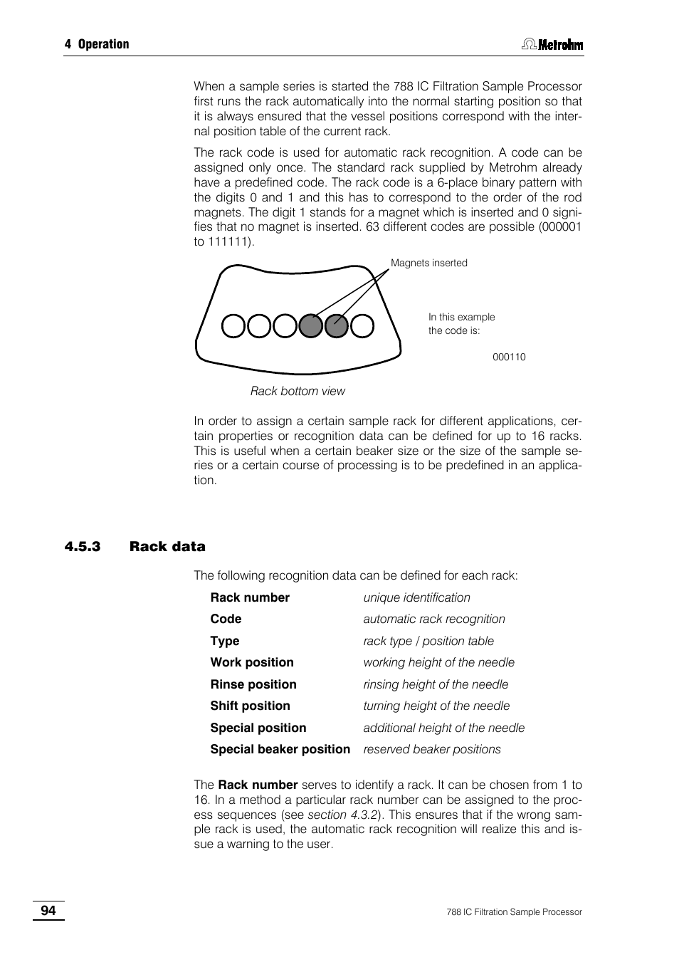 3 rack data | Metrohm 788 IC Filtration Sample Processor User Manual | Page 102 / 173