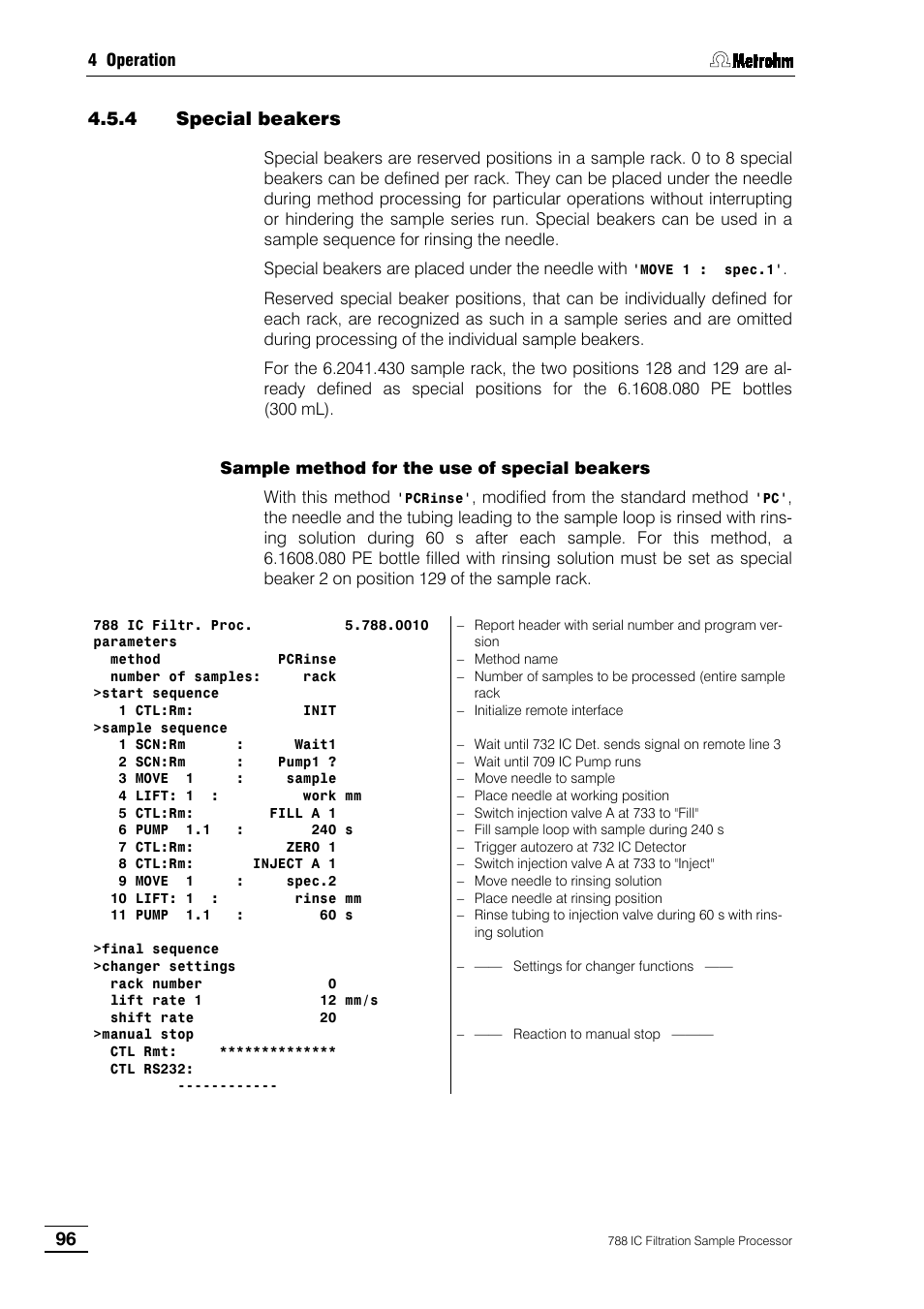 4 special beakers | Metrohm 788 IC Filtration Sample Processor User Manual | Page 104 / 173