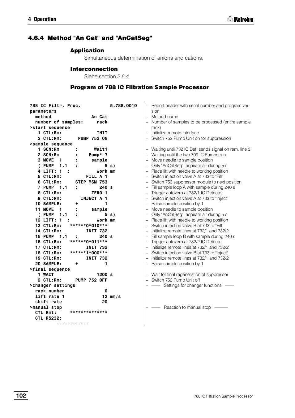 4 method "an cat" and "ancatseg | Metrohm 788 IC Filtration Sample Processor User Manual | Page 110 / 173