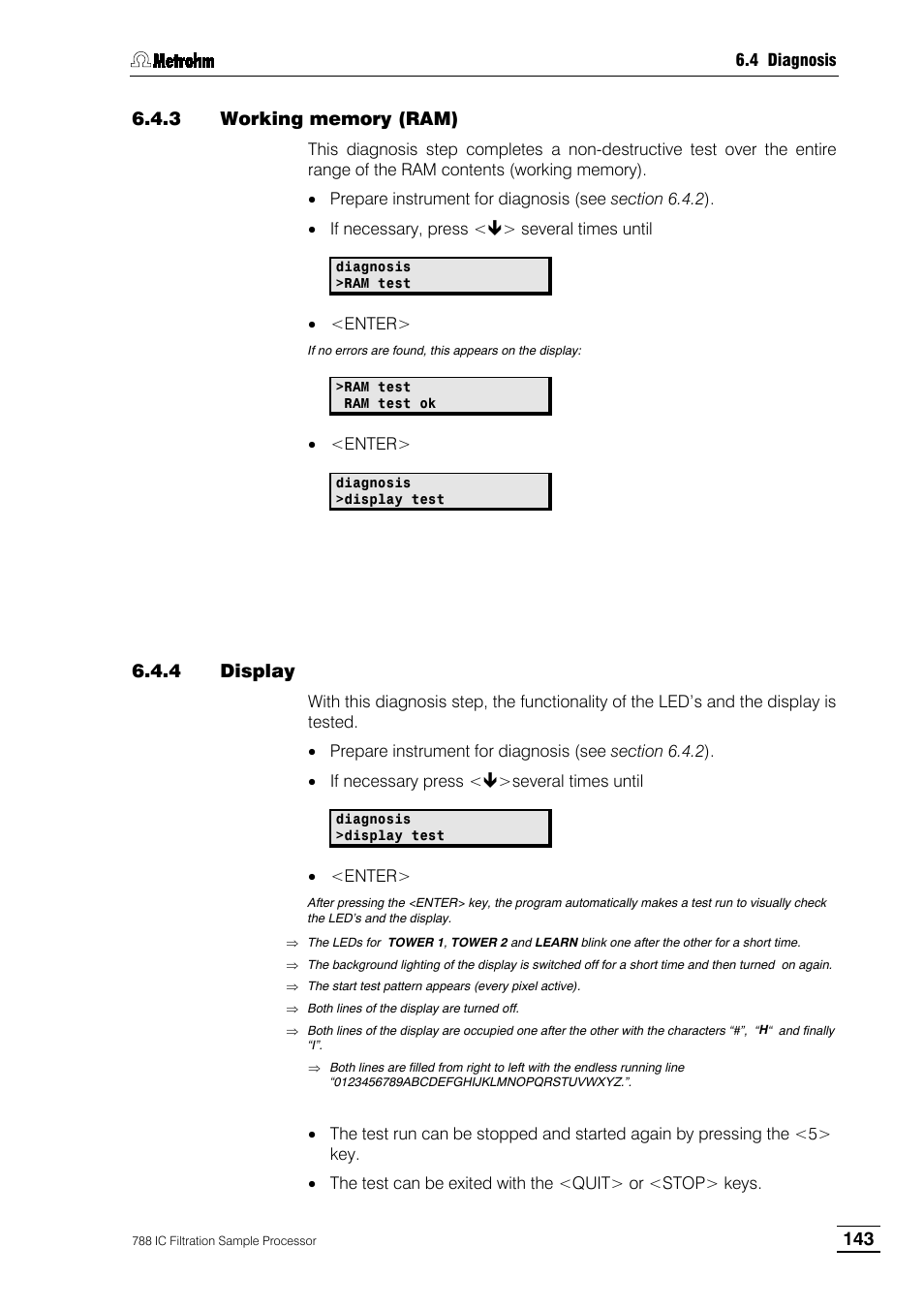 3 working memory (ram), 4 display | Metrohm 788 IC Filtration Sample Processor User Manual | Page 151 / 173