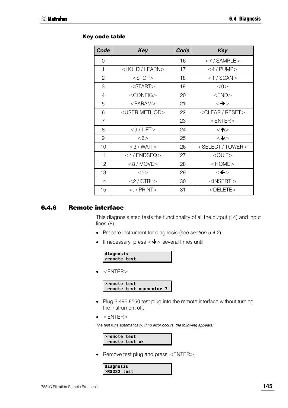 6 remote interface | Metrohm 788 IC Filtration Sample Processor User Manual | Page 153 / 173