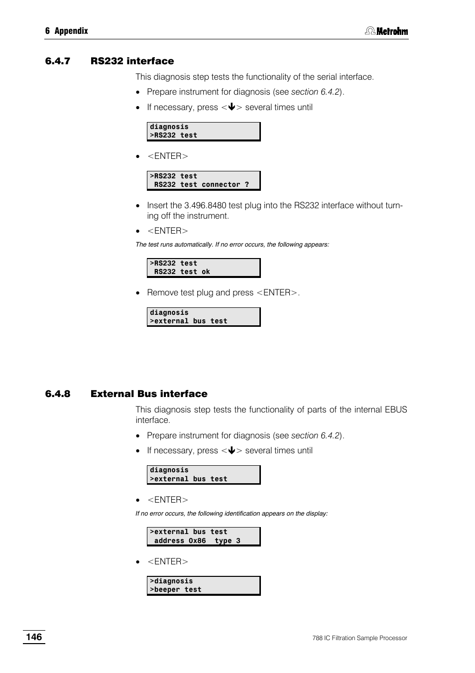 7 rs232 interface, 8 external bus interface | Metrohm 788 IC Filtration Sample Processor User Manual | Page 154 / 173