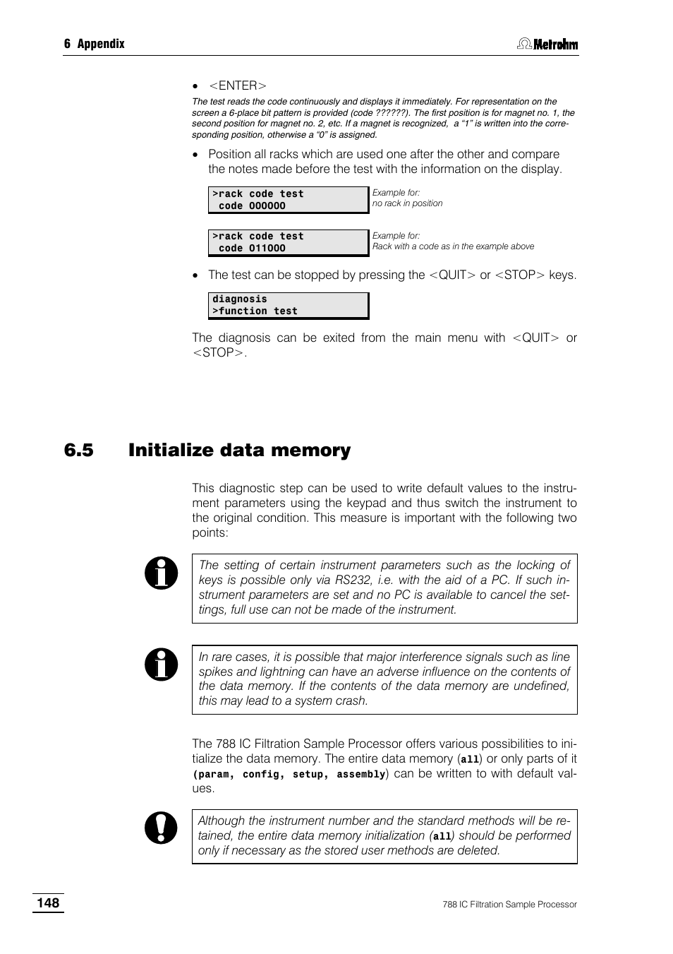 5 initialize data memory | Metrohm 788 IC Filtration Sample Processor User Manual | Page 156 / 173