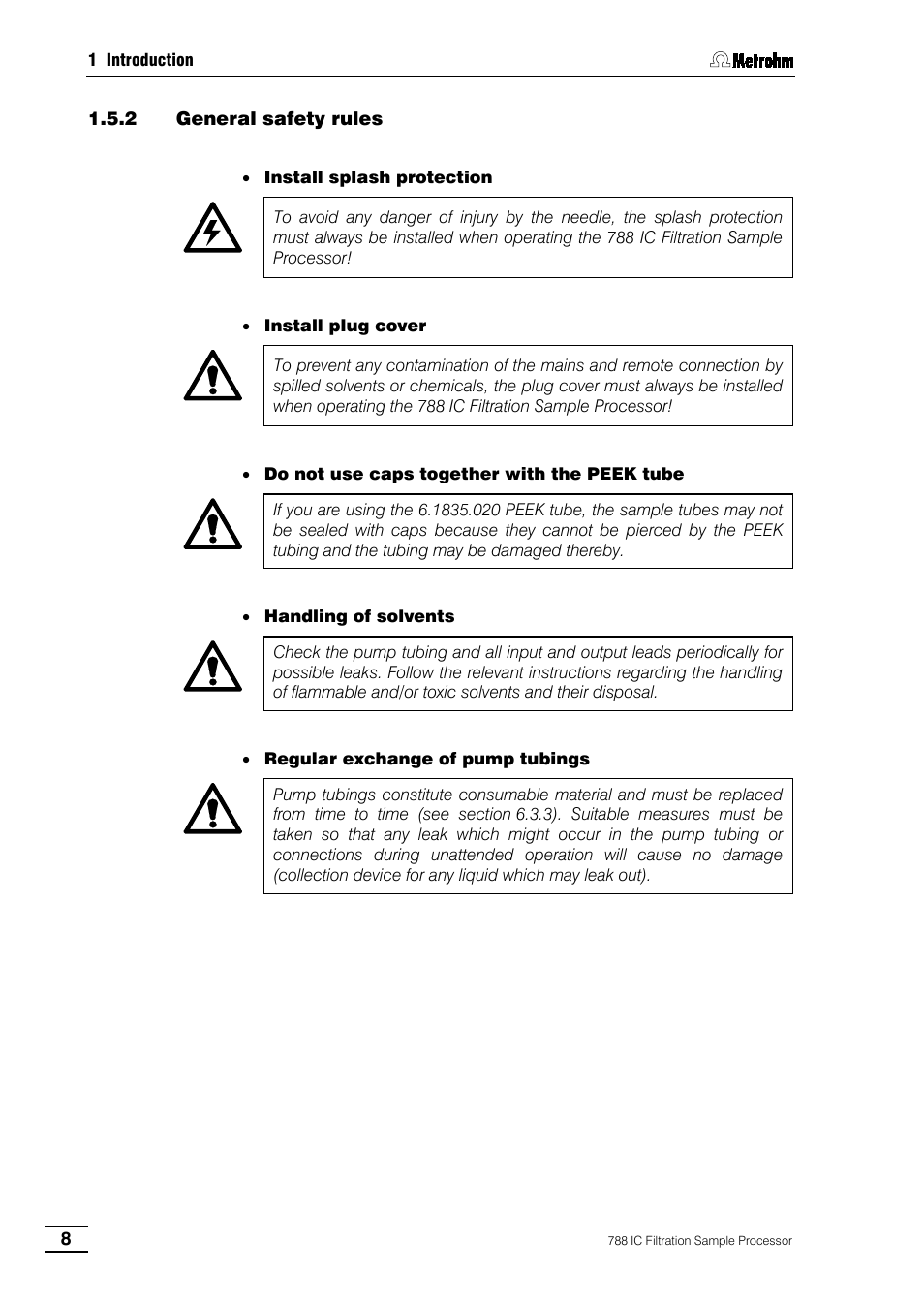 2 general safety rules | Metrohm 788 IC Filtration Sample Processor User Manual | Page 16 / 173