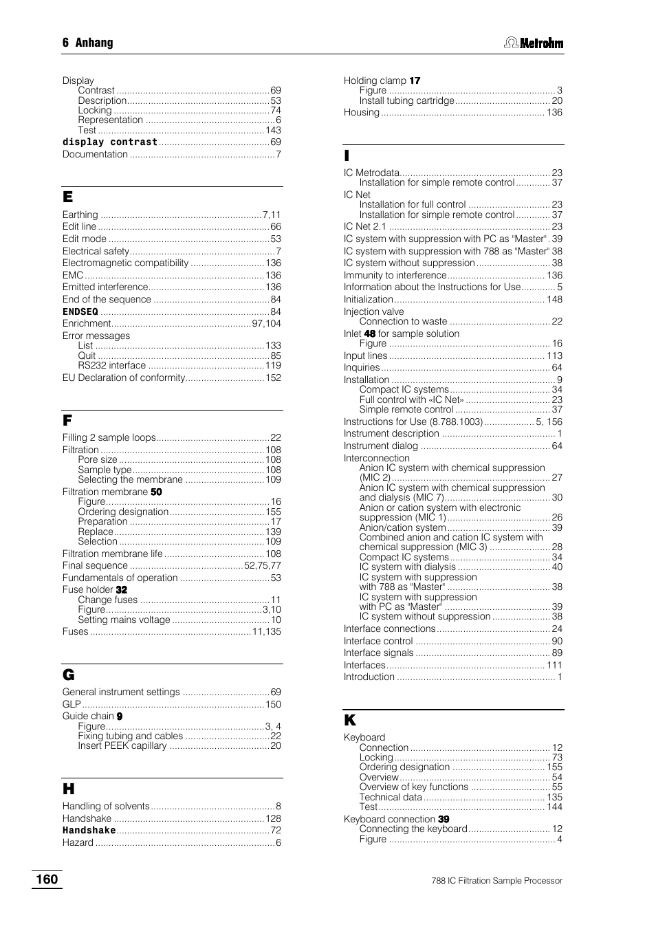 Metrohm 788 IC Filtration Sample Processor User Manual | Page 168 / 173