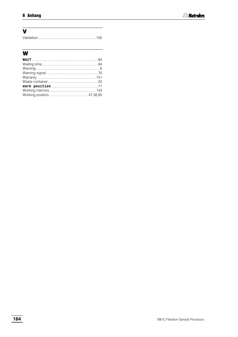 Metrohm 788 IC Filtration Sample Processor User Manual | Page 172 / 173