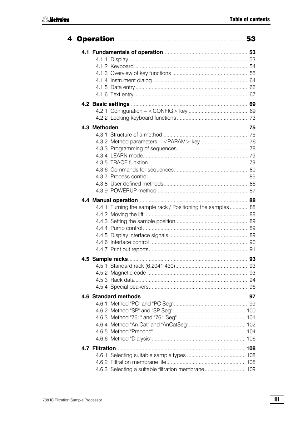 4 operation | Metrohm 788 IC Filtration Sample Processor User Manual | Page 5 / 173