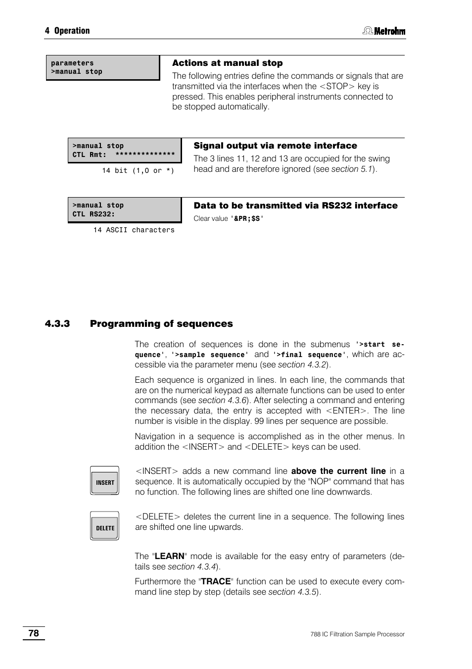 3 programming of sequences | Metrohm 788 IC Filtration Sample Processor User Manual | Page 86 / 173