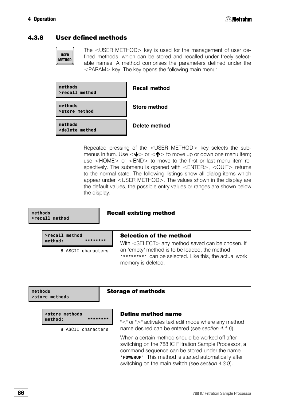 8 user defined methods | Metrohm 788 IC Filtration Sample Processor User Manual | Page 94 / 173