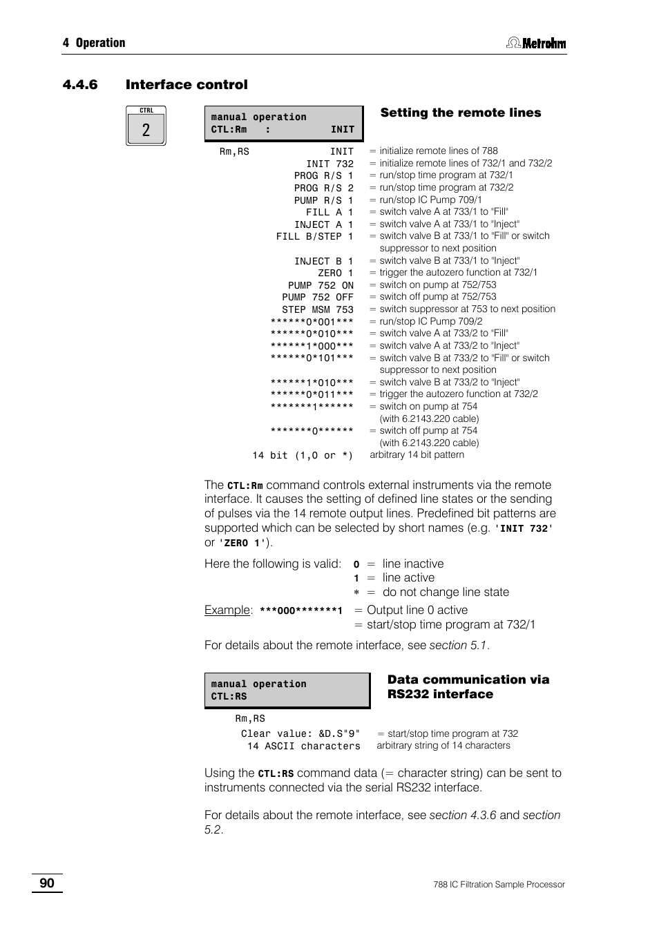 6 interface control | Metrohm 788 IC Filtration Sample Processor User Manual | Page 98 / 173