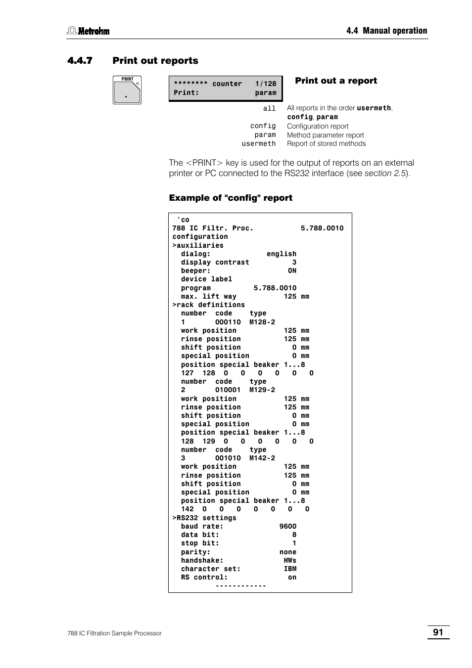 7 print out reports | Metrohm 788 IC Filtration Sample Processor User Manual | Page 99 / 173