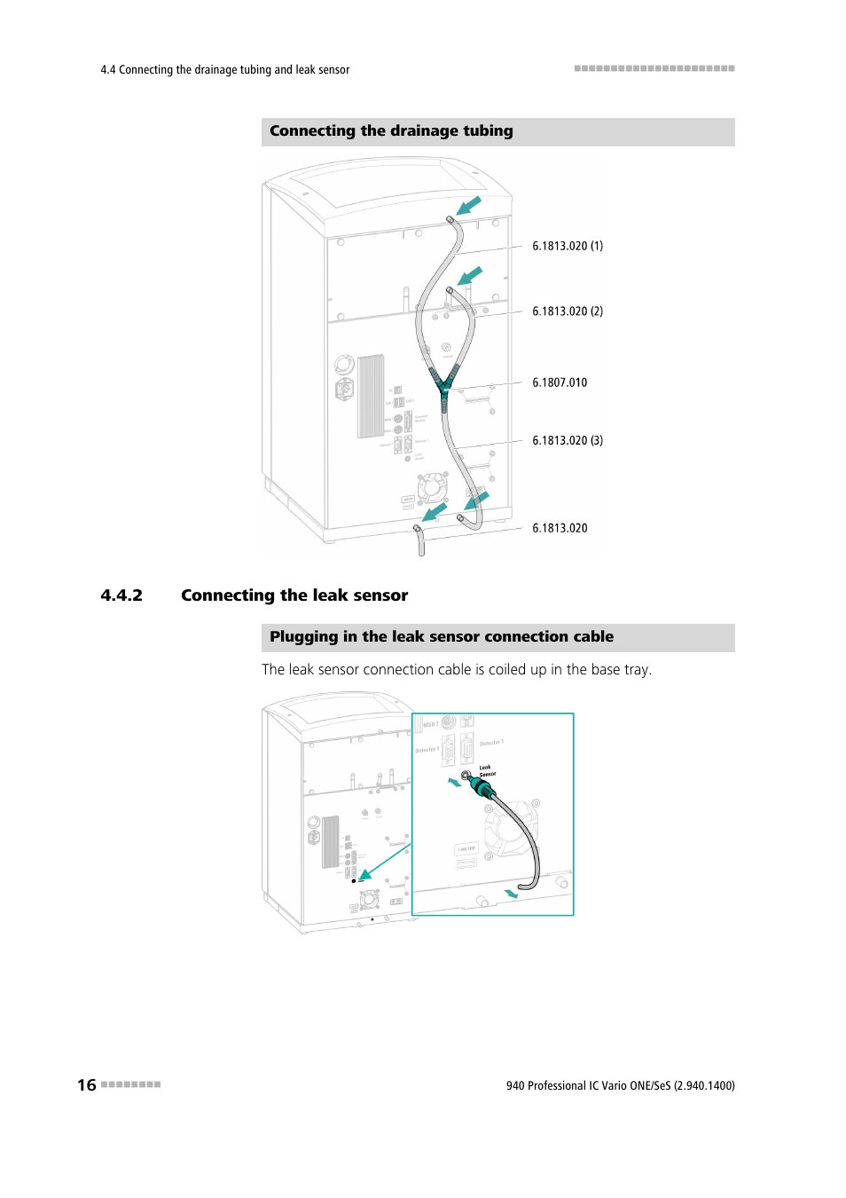 2 connecting the leak sensor, Connecting the leak sensor | Metrohm 940 Professional IC Vario ONE/SeS User Manual | Page 24 / 50